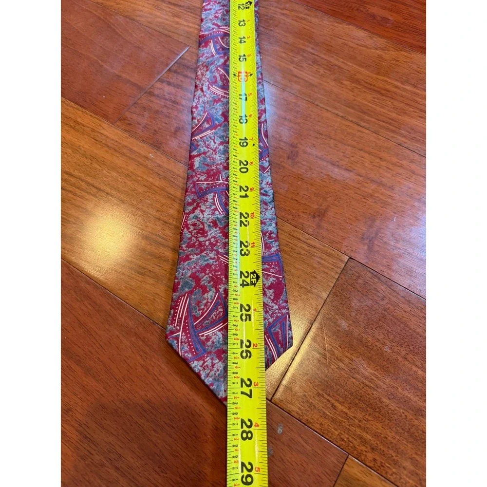 Guy Laroche Vintage Silk Tie Abstract Retro USA | Red Multicolor |‎ 55